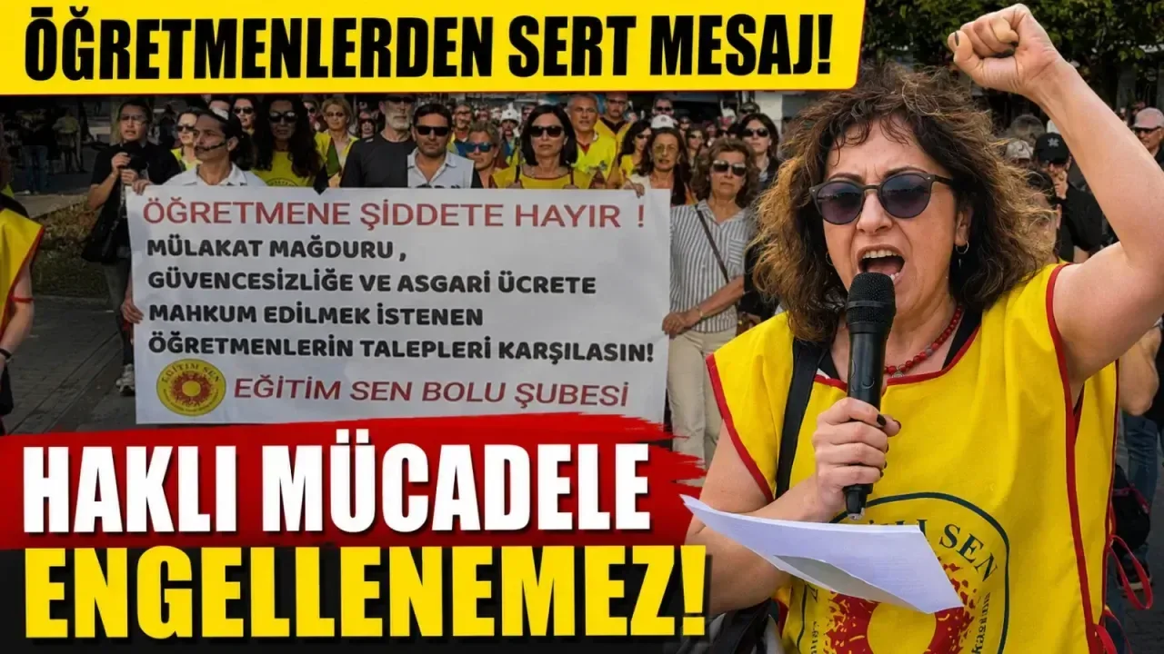 Bolu'da Öğretmenler Taban Maaş ve Güvence İçin Yürüdü!