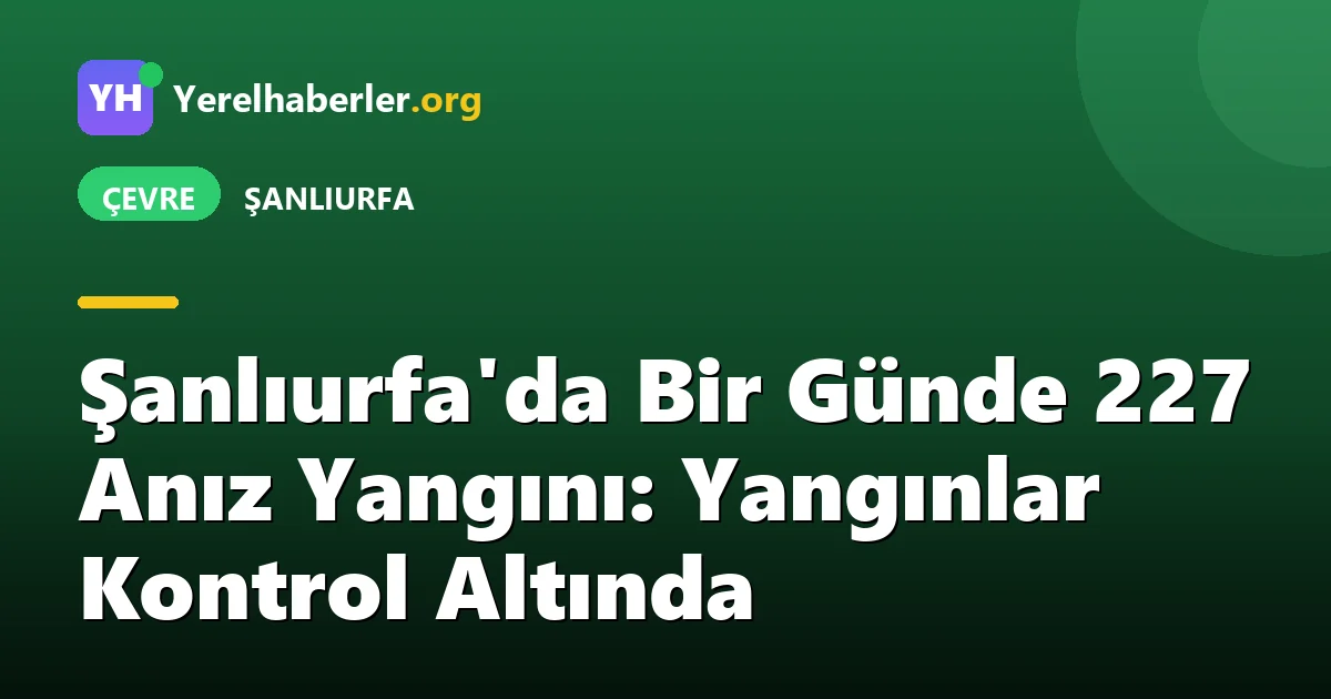 Şanlıurfa'da Bir Günde 227 Anız Yangını: Yangınlar Kontrol Altında