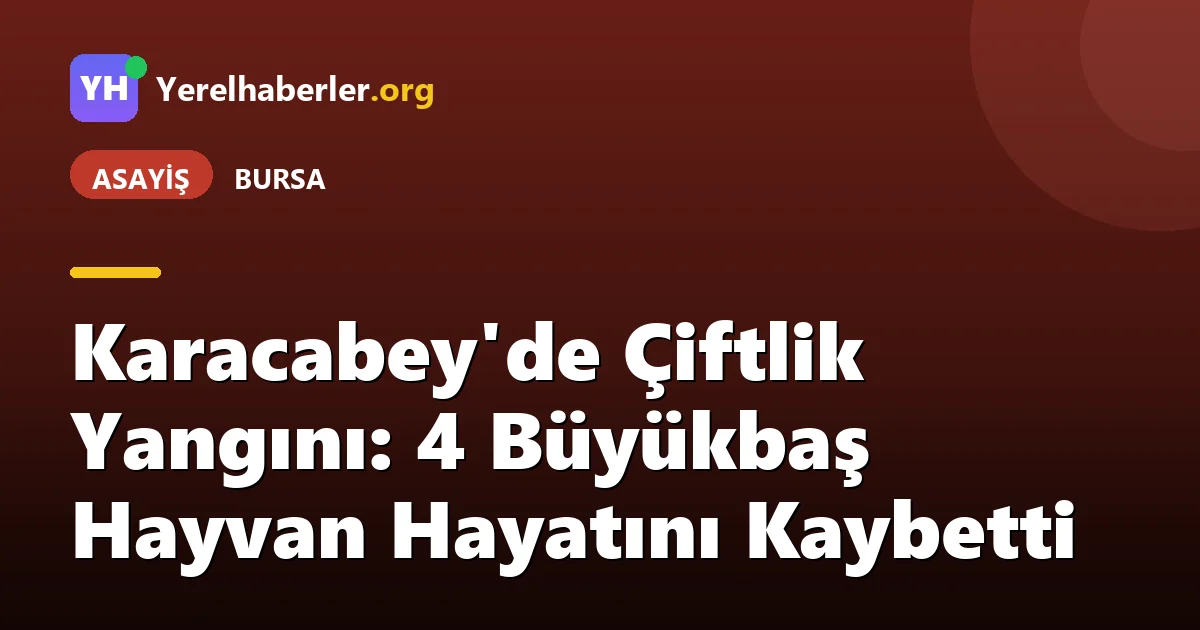 Karacabey'de Çiftlik Yangını: 4 Büyükbaş Hayvan Hayatını Kaybetti