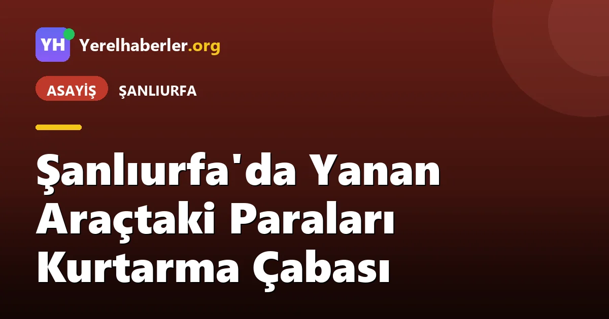 Şanlıurfa'da Yanan Araçtaki Paraları Kurtarma Çabası