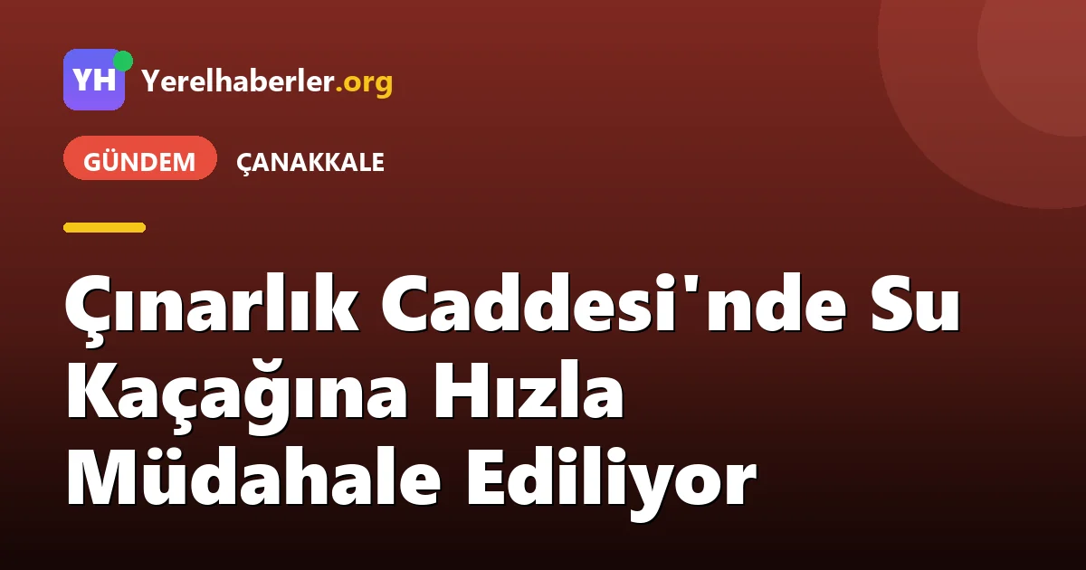 Çınarlık Caddesi'nde Su Kaçağına Hızla Müdahale Ediliyor
