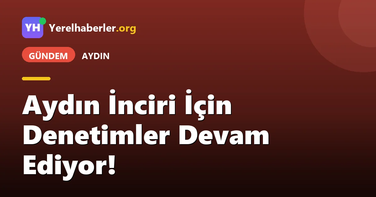 Aydın İnciri İçin Denetimler Devam Ediyor!