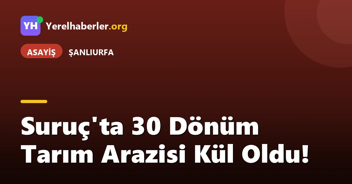 Suruç'ta 30 Dönüm Tarım Arazisi Kül Oldu!