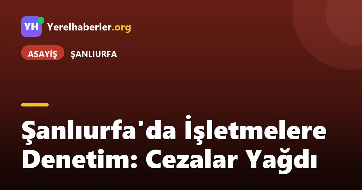 Şanlıurfa'da İşletmelere Denetim: Cezalar Yağdı